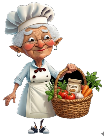 Beryl with a basket of food