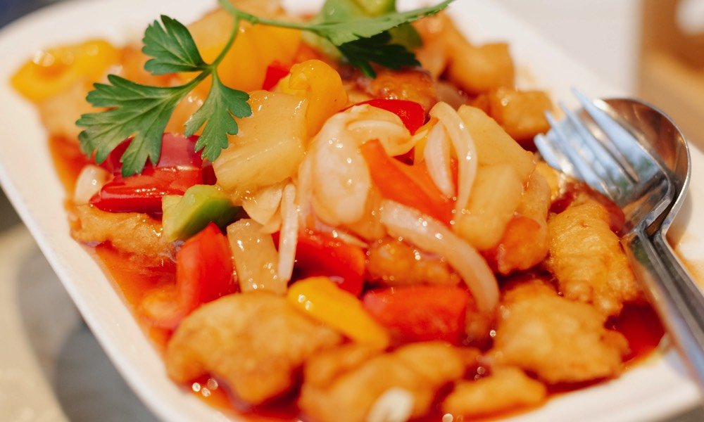 Chinese Sweet and Sour Chicken with rice